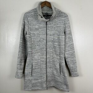 KUHL Womens L Alaska Long Sweater Coat Ash Oatmeal Heather Knit Full Zip Outdoor